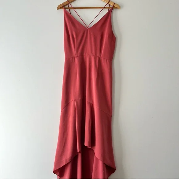 Cooper St Lovine Asymmetrical Ruffle Midi Cocktai Dress Size 10 Faded Rose - Picture 2 of 10